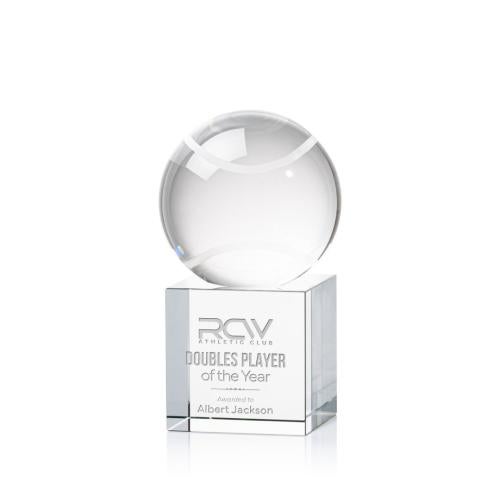 Corporate Awards - Sports Awards - Tennis Awards - Tennis Ball Spheres on Granby Base Crystal Award