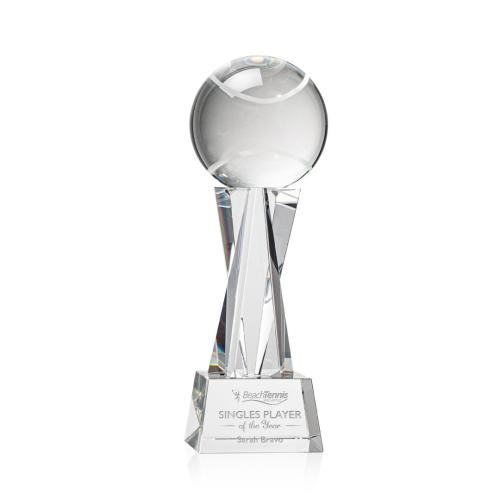 Corporate Awards - Sports Awards - Tennis Awards - Tennis Ball Clear on Grafton Base Spheres Crystal Award