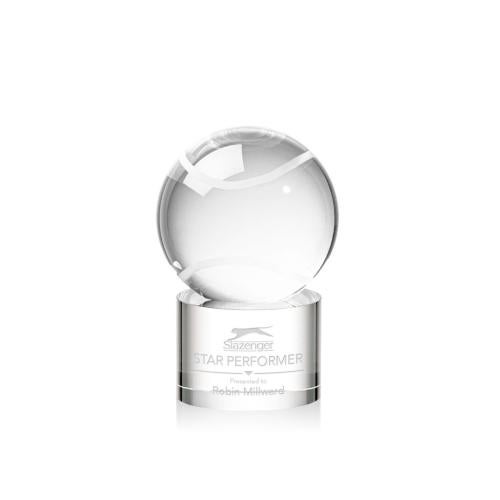 Corporate Awards - Sports Awards - Tennis Awards - Tennis Ball Spheres on Marvel Base Crystal Award