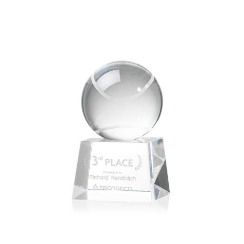 Corporate Awards - Sports Awards - Tennis Awards - Tennis Ball Spheres on Robson Base Crystal Award