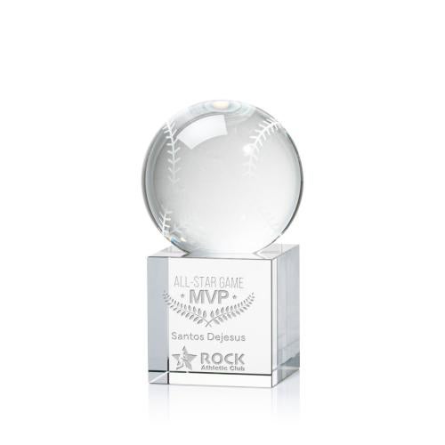 Corporate Awards - Sports Awards - Baseball Awards - Baseball Spheres on Granby Base Crystal Award
