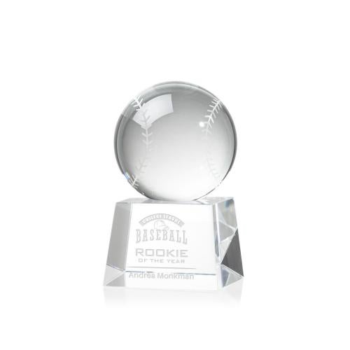 Corporate Awards - Sports Awards - Baseball Awards - Baseball Spheres on Robson Base Crystal Award