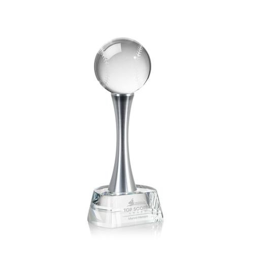 Corporate Awards - Sports Awards - Baseball Awards - Baseball Spheres on Willshire Base Crystal Award