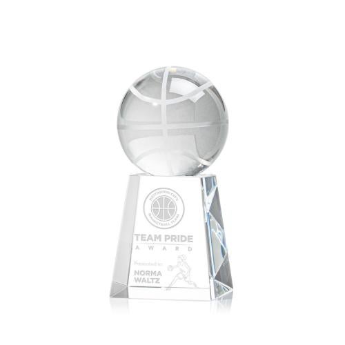 Corporate Awards - Sports Awards - Basketball Awards - Basketball Spheres on Celestina Base Crystal Award