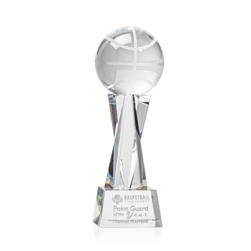 Corporate Awards - Sports Awards - Basketball Awards - Basketball Clear on Grafton Base Spheres Crystal Award