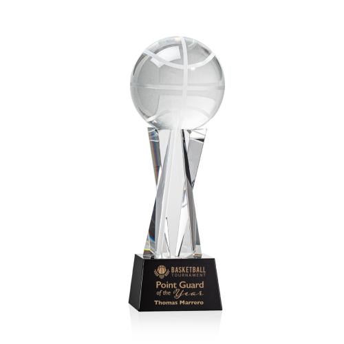 Corporate Awards - Sports Awards - Basketball Awards - Basketball Black on Grafton Base Spheres Crystal Award