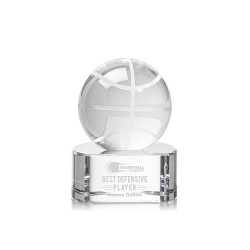 Corporate Awards - Sports Awards - Basketball Awards - Basketball Spheres on Paragon Base Crystal Award
