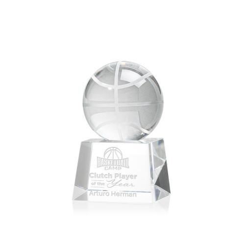 Corporate Awards - Sports Awards - Basketball Awards - Basketball Spheres on Robson Base Crystal Award