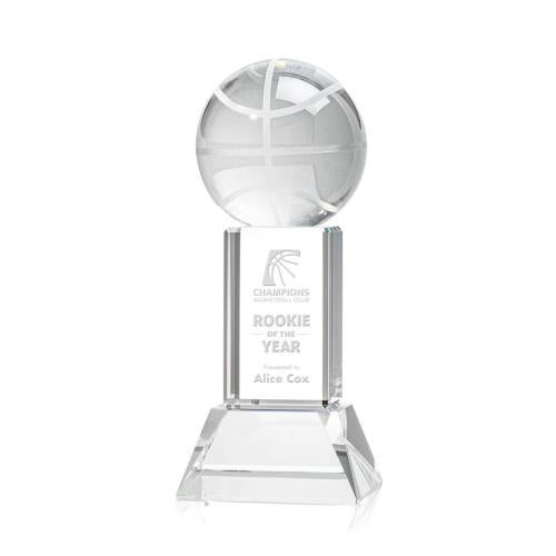 Corporate Awards - Sports Awards - Basketball Awards - Basketball Clear on Stowe Base Spheres Crystal Award