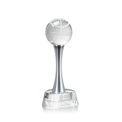 Corporate Awards - Sports Awards - Basketball Awards - Basketball Spheres on Willshire Base Crystal Award
