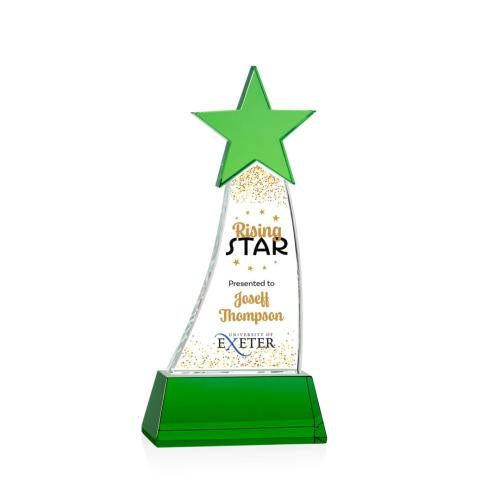 Corporate Awards - Glass Awards - Colored Glass Awards - Manolita Full Color Green/Green Star Crystal Award