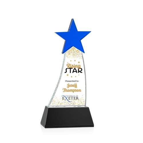 Corporate Awards - Crystal Awards - Crystal Star Awards - Manolita Full Color Blue/Black Star Crystal Award