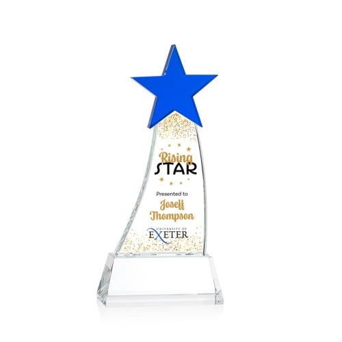 Corporate Awards - Glass Awards - Colored Glass Awards - Manolita Full Color Blue/Clear Star Crystal Award