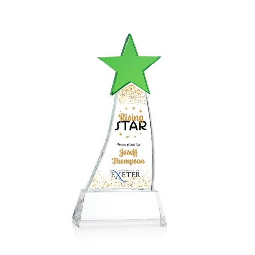 Corporate Awards - Glass Awards - Colored Glass Awards - Manolita Full Color Green/Clear Star Crystal Award