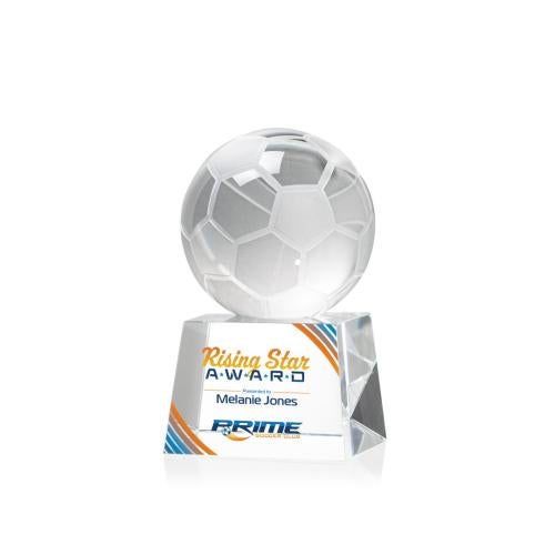 Corporate Awards - Sports Awards - Soccer Awards - Soccer Ball Full Color Spheres on Robson Crystal Award