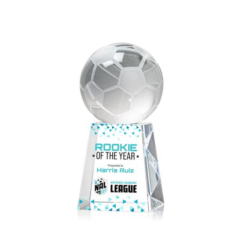 Corporate Awards - Sports Awards - Soccer Awards - Soccer Ball Full Color Spheres on Celestina Crystal Award