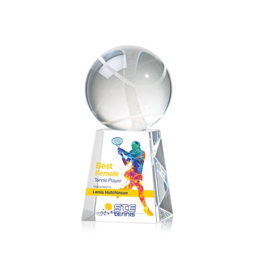 Corporate Awards - Sports Awards - Tennis Awards - Tennis Ball Full Color Spheres on Celestina Crystal Award
