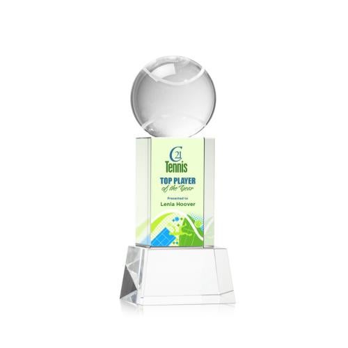 Corporate Awards - Sports Awards - Tennis Awards - Tennis Ball Full Color Clear on Belcroft Spheres Crystal Award