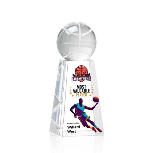 Corporate Awards - Sports Awards - Basketball Awards - Basketball Full Color Spheres on Novita Crystal Award