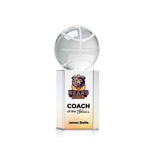 Corporate Awards - Sports Awards - Basketball Awards - Basketball Full Color Spheres on Dakota Crystal Award