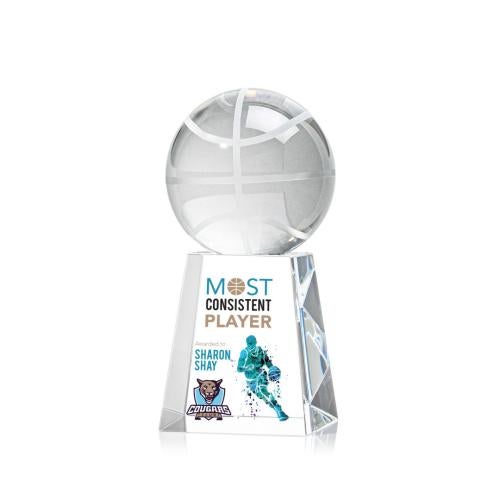 Corporate Awards - Sports Awards - Basketball Awards - Basketball Full Color Spheres on Celestina Crystal Award