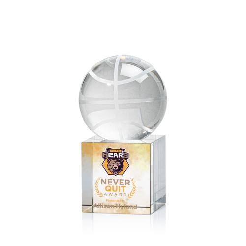 Corporate Awards - Sports Awards - Basketball Awards - Basketball Full Color Spheres on Granby Crystal Award