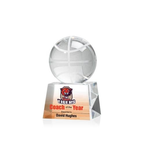 Corporate Awards - Sports Awards - Basketball Awards - Basketball Full Color Spheres on Robson Crystal Award