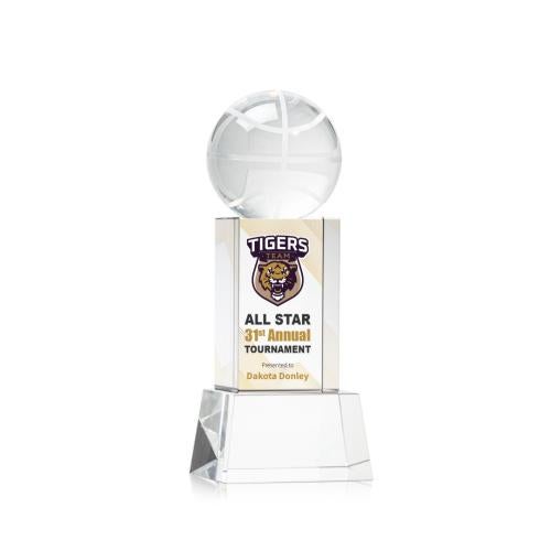 Corporate Awards - Sports Awards - Basketball Awards - Basketball Full Color Clear on Belcroft Spheres Crystal Award