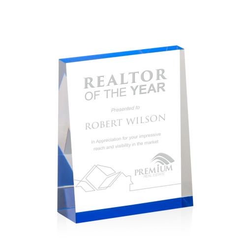 Corporate Awards - Acrylic Awards - Lansing Rectangle -Blue (Vert) Acrylic Award