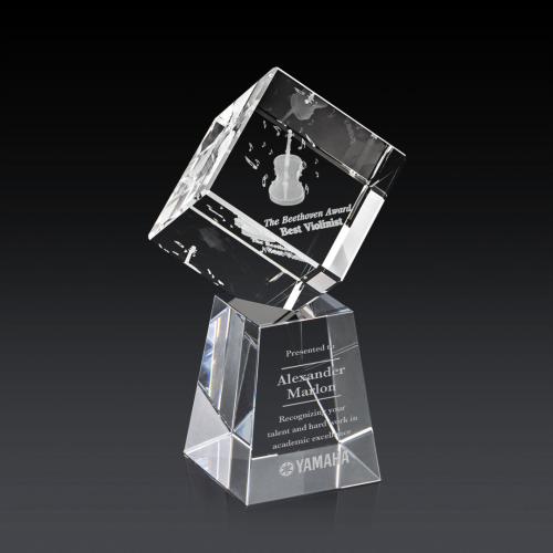 Corporate Awards - Modern Awards - Burrill 3D Crystal on Celestina Base Award