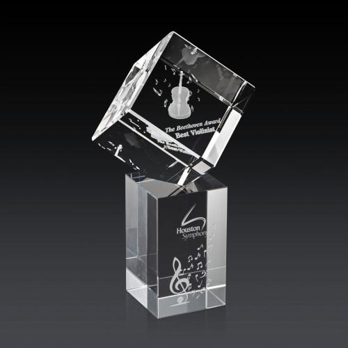 Corporate Awards - Modern Awards - Burrill 3D Crystal on Dakota Base Award