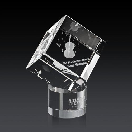 Corporate Awards - Modern Awards - Burrill 3D Clear on Marvel Base Crystal Award