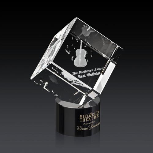 Corporate Awards - Modern Awards - Burrill 3D Black on Marvel Base Crystal Award