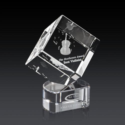 Corporate Awards - Modern Awards - Burrill 3D Clear on Paragon Base Crystal Award