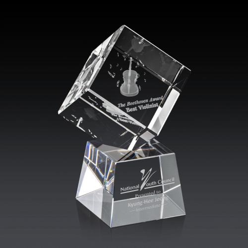 Corporate Awards - Modern Awards - Burrill 3D Clear on Robson Base Crystal Award