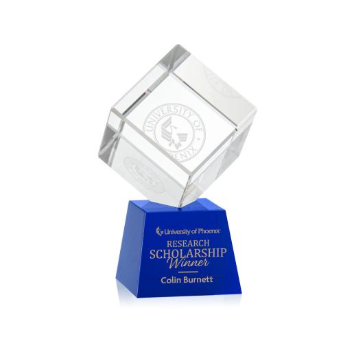Corporate Awards - Glass Awards - Colored Glass Awards - Burrill Blue on Robson Base Crystal Award