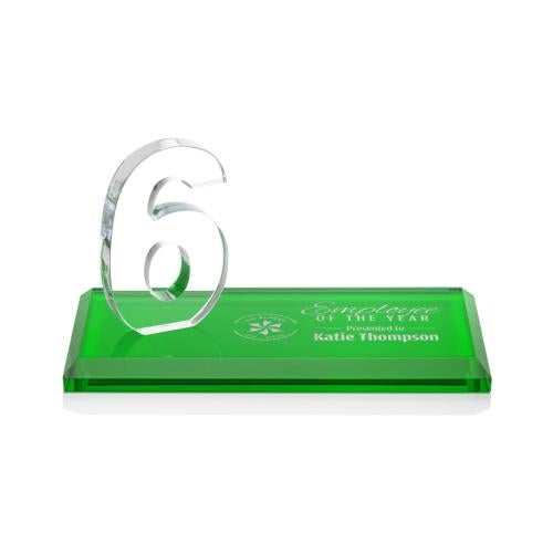 Corporate Awards - Glass Awards - Colored Glass Awards - Northam Milestone Green Number Crystal Award