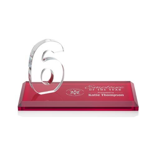Corporate Awards - Crystal Awards - Colored Crystal - Red Crystal Awards - Northam Milestone Red Number Crystal Award