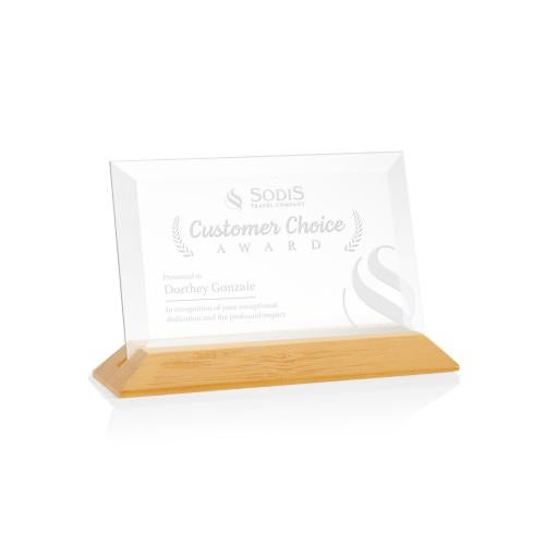 Corporate Awards - Eco Friendly Awards - Embassy Starfire/Bamboo (Horiz) Rectangle Bamboo Award