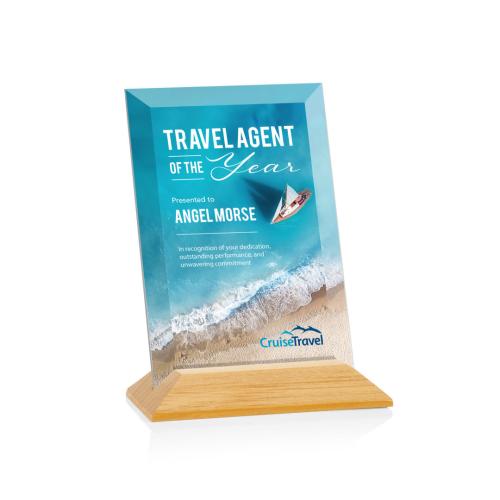 Corporate Awards - Eco Friendly Awards - Embassy Full Color Starfire/Bamboo (Vert) Rectangle Bamboo Award
