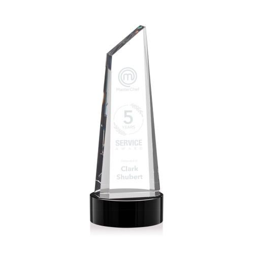Corporate Awards - Crystal Awards - Crystal Pillar Awards - Akron Tower on Base - Black