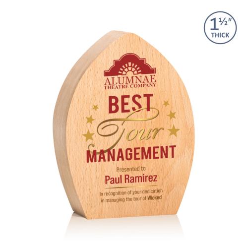 Corporate Awards - Eco Friendly Awards - Wood Awards - Silverstone Full Color Arch & Crescent Wood Award