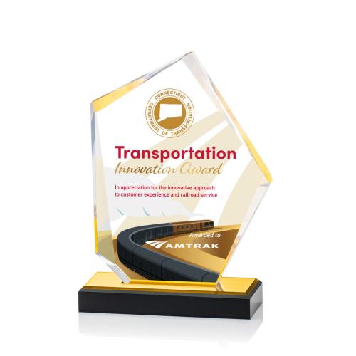 Corporate Awards - Acrylic Awards - Driffield Full Color Gold Sail Acrylic Award