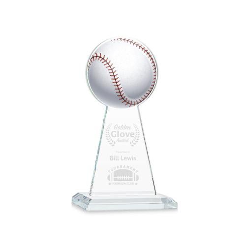 Corporate Awards - Crystal Awards - Crystal Pillar Awards - Edenwood Baseball Clear Obelisk Crystal Award