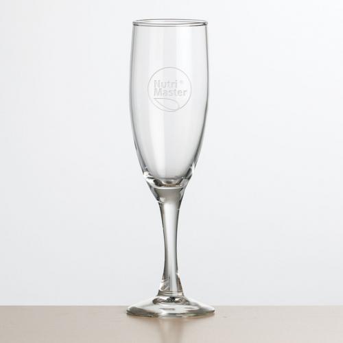 Corporate Gifts, Recognition Gifts and Desk Accessories - Etched Barware - Carberry Flute - Deep Etch 6oz