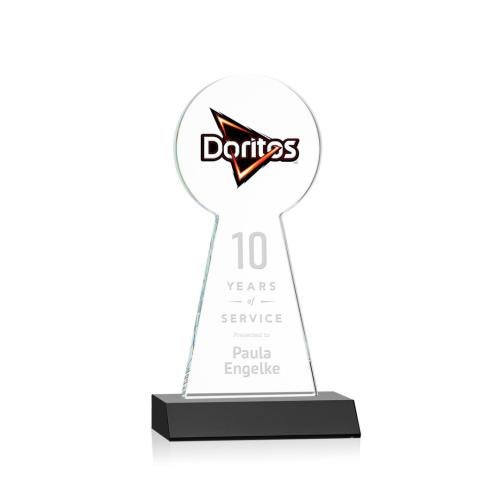 Corporate Awards - Crystal Awards - Crystal Pillar Awards - Laidlaw Full Color/Etch Black Obelisk Crystal Award