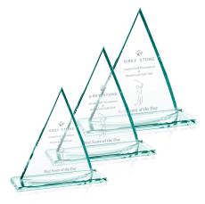 Curved Oxford Jade Pyramid Glass Award - Employee Awards