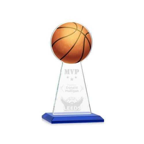Corporate Awards - Crystal Awards - Crystal Pillar Awards - Edenwood Basketball Blue Obelisk Crystal Award