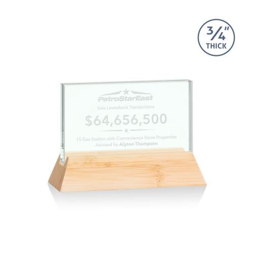 Corporate Awards - Glass Awards - Jade Glass Awards - Walkerton Jade/Bamboo (Horiz) Rectangle Glass Award