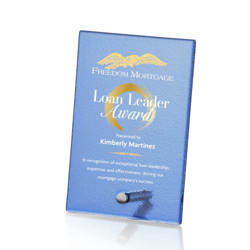 Corporate Awards - Full Color Awards - Atchison Blue Full Color Silver Rectangle Glass Award